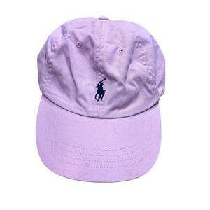 Polo Ralph Lauren Vintage 90's Unisex Pink/Navy Pony Leather Strap Baseball Cap